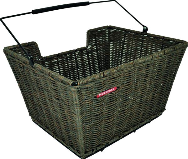 Pletscher Korb Rattan Gepäckträger fein mit 3-Punkte Adapter braun 